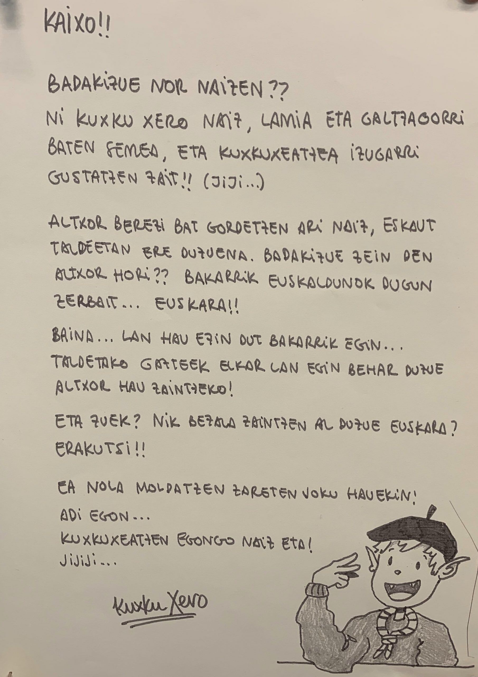 Kuxku Xerok Koskorrei eta Kaskondoei bidalitako gutuna